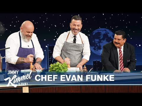 ⁣Chef Evan Funke Makes Trofie al Pesto Genovese with Jimmy Kimmel & Guillermo