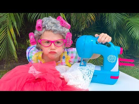 Nastya and Dad Pretend Play with Toy Sewing machine and dress up