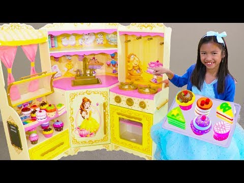 ⁣Wendy Pretend Play BAKING Donuts & Cupcake toys with DISNEY Princess Belle Kitchen