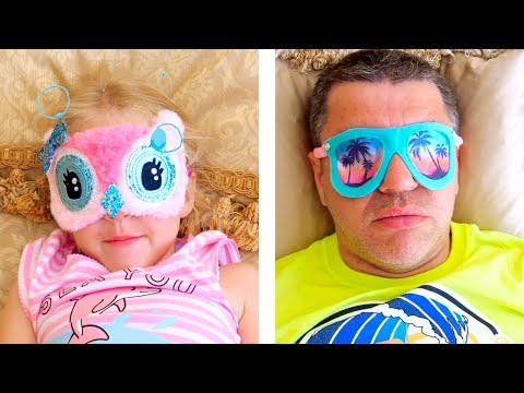 Nastya and papa fun play at the theme park of Peppa toy