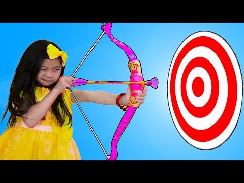 Emma Pretend Playing with Bow & Arrow Toy at Kids CARNIVAL Games