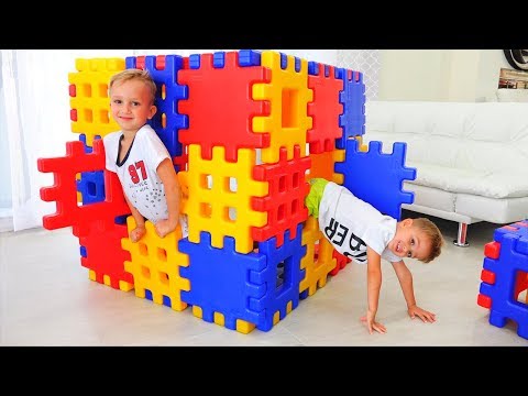 Vlad and Nikita Playing with Toy Blocks | Hide and Seek with Mom