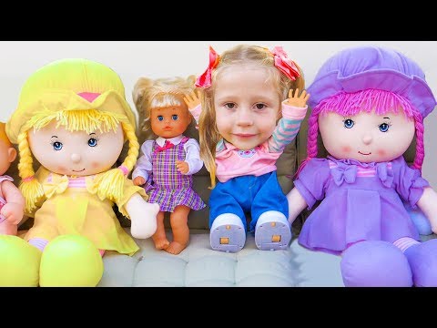 Nastya plays hide and seek with baby dolls