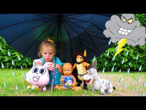 Toys hit the thunderstorm Video for kids by Nastya