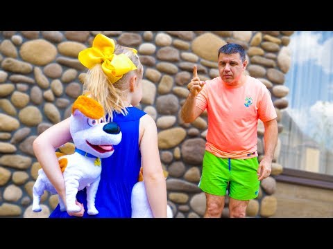 Nastya and Papa vs funny toy dogs! Pretend play with doggies twins