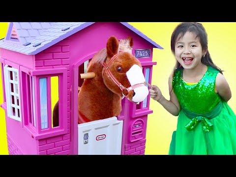 Jannie Pretend Play with Ride On Horse Toy