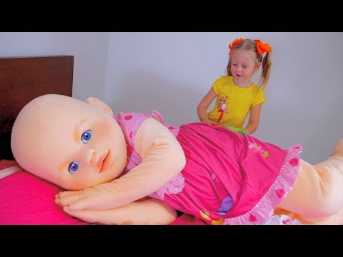 Nastya pretend play with funny big baby doll