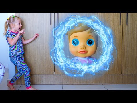 Nastya and baby doll teleported in magic cupboard Video for kids