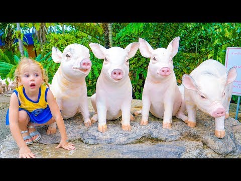 Nastya in a theme park in Thailand