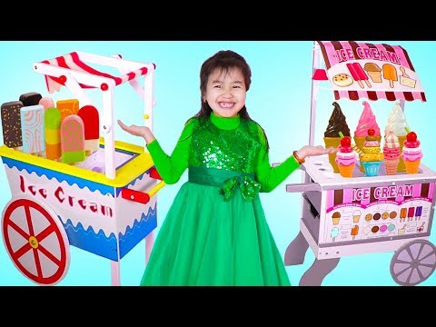 Jannie Pretend Play with 2 Ice Cream Cart Toys