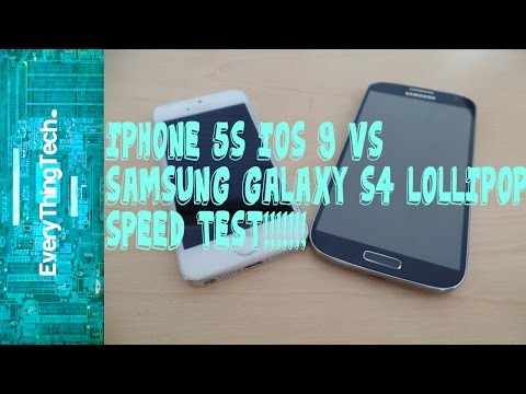 iPhone 5S iOS 9 VS Samsung Galaxy S4 Lollipop Speed Test!