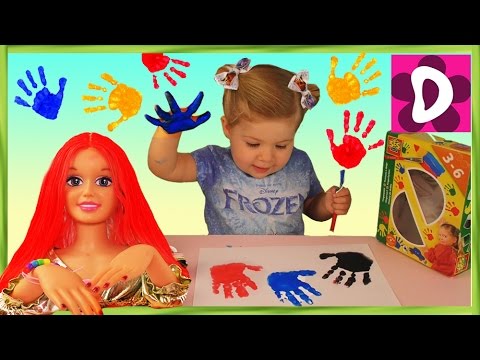 ✿ КРАСИМ Кукле ВОЛОСЫ Пальчиковые Краски Ладошки Дианы в Краске Doll Hair Paint Color Changing SES