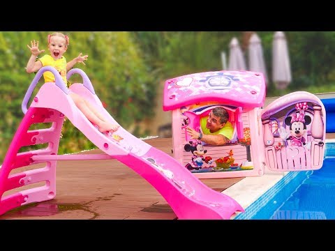 Nastya prevents her dad from working and a new waterslide