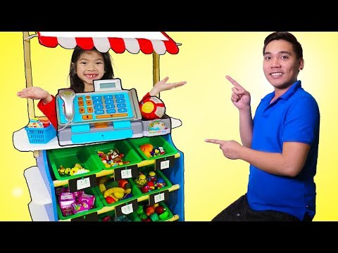 Emma Pretend Play as Toy Store Cashier