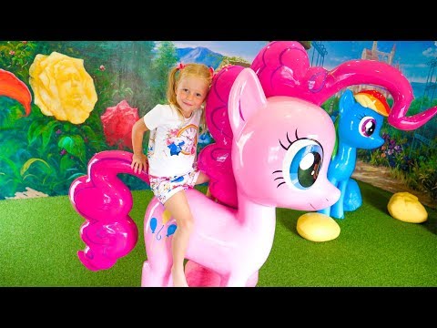 Theme park for kids Nastya and Pony play fun