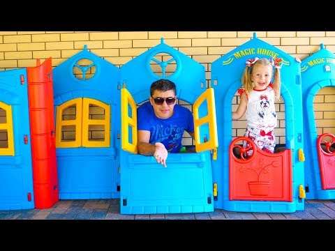 Nastya and papa pretend play with playhouse House tour Video for kids