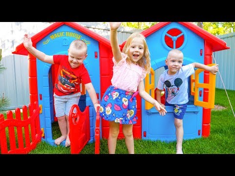 Nastya and funny kids playing with toys