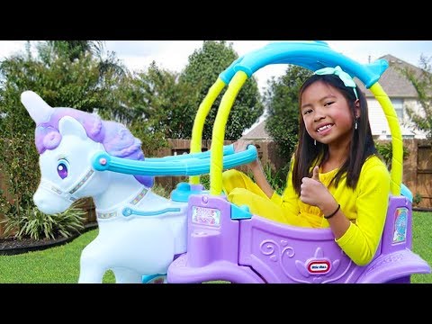 Wendy Pretend Play with Unicorn Princess Carriage Ride-On Toy