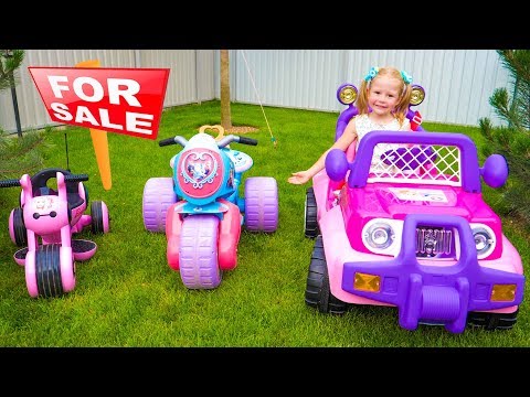 Nastya and papa pretend play in toy shop