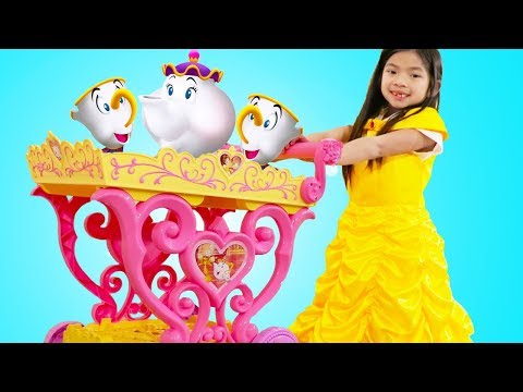 ⁣Emma Play with Disney Princess Belle Musical Tea Party Cart