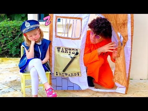 Nastya and papa pretend play police