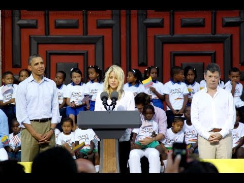 Presidents Obama and Santos and Shakira speak at Summit of the Americas