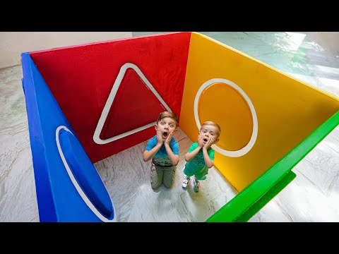 Oliver and Roma GIANT Sorter Cube Challenge | Shapes and Colors